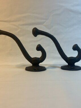 Set of Two (2) Cast Iron Coat Wall Hook 5" tall by 3 3/4" deep Two (2) 0908